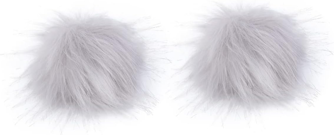Toyvian 2pcs Faux Fur Pom Poms for Hats Bags and Apparel