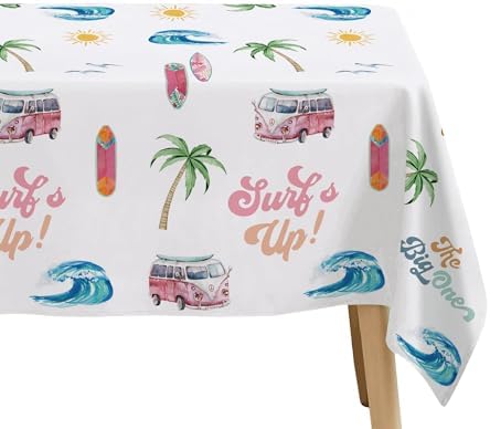 Surfs Up Party Tablecloth - 3 Pack Pink Beach Birthday Decorations