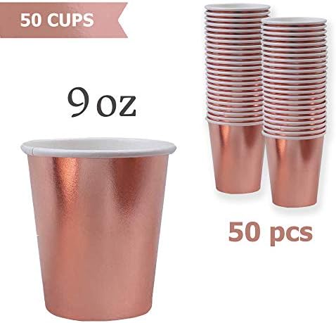 Rose Gold Party Supplies for 50 Guests