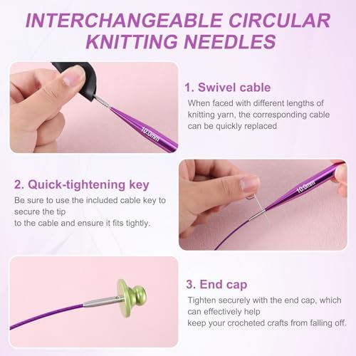 40pcs Interchangeable Circular Knitting Needles Set with Cables and Accessories