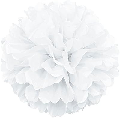 White Solid 16 Inch Hanging Tissue Pom Pom