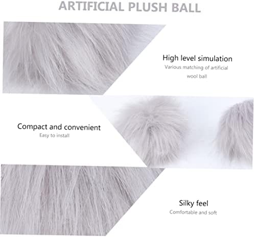 Toyvian 2pcs Faux Fur Pom Poms for Hats Bags and Apparel