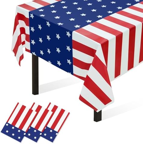 Childom 3 Pack Patriotic Tablecloths 54x108 Inches