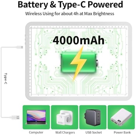Zocelight A4 Light Pad with Bag 9000Lux Rechargeable