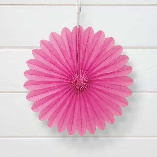 Solid Candy Pink Tissue Fan Hanging Decorations 3 Count