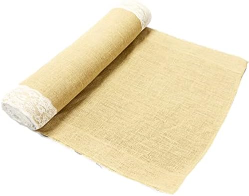 AAYU Premium Rustic Burlap Wedding Aisle Runner 5 Inch Ivory Trim 40x50 Ft Jute Table Roll