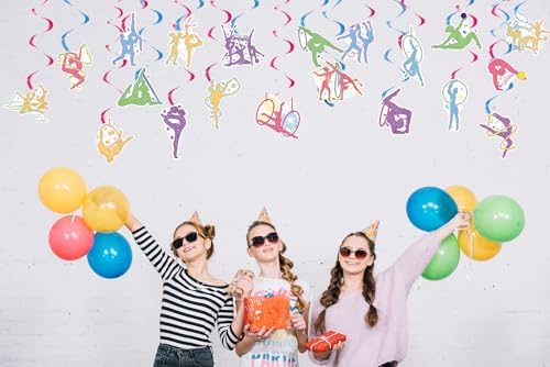 20 Pcs Gymnastics Hanging Streamers with Double Sided Print for Birthday Party Decor