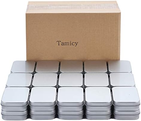 Tamicy Metal Rectangular Hinged Tins - 40 Pack Silver Storage Boxes