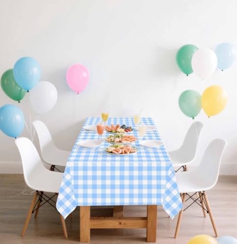 SietDESEO 2 Pack Light Blue Gingham Tablecloth Rectangle 54x108