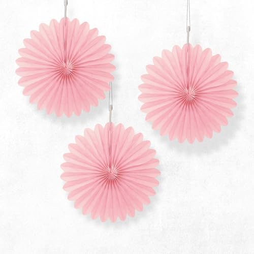 Solid Pale Pink Tissue Fan Hanging Decorations 3 Pack