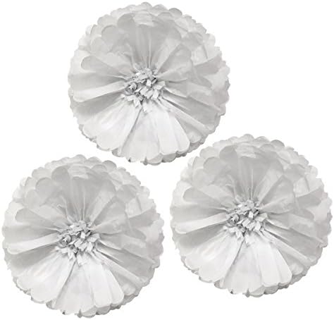 Wrapables Tissue Flower Pom Poms Set of 3 White