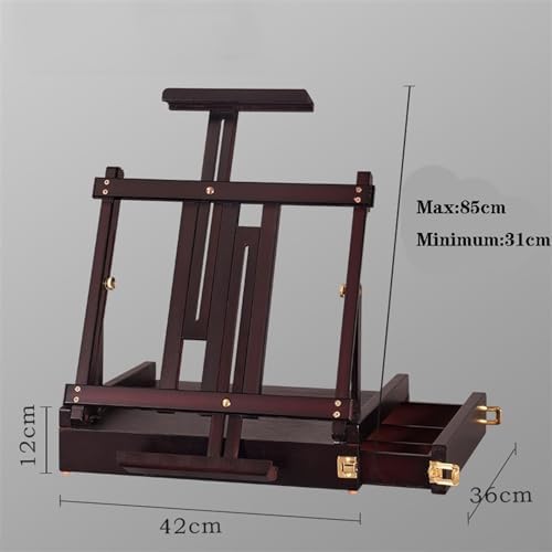 Wood Drawer Table Sketch Box Portable Art Storage Case with 4 Compartments