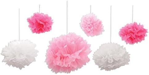 Pink White Tissue Fluff Balls Decorations