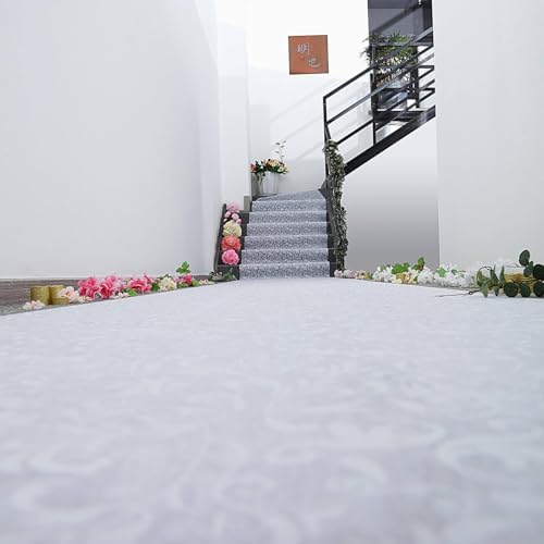 Efavormart 36 Inch x 100 Ft White Floral Aisle Runner