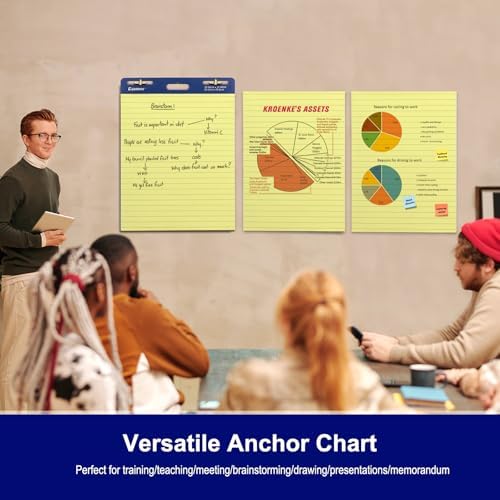 Comix Sticky Easel Pad 25x30 Inches Yellow Lined Chart Paper 30 Sheets 2 Pads Pack