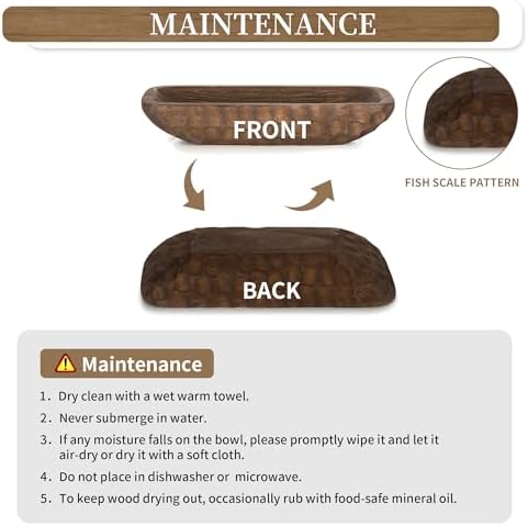 Hanobe Decorative Wood Dough Bowl 165 Inches