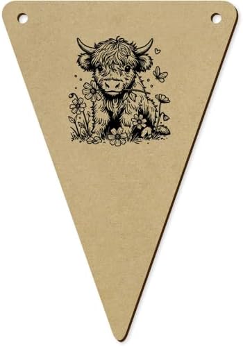 5 x 140mm Baby Highland Cow Wooden Bunting Flags