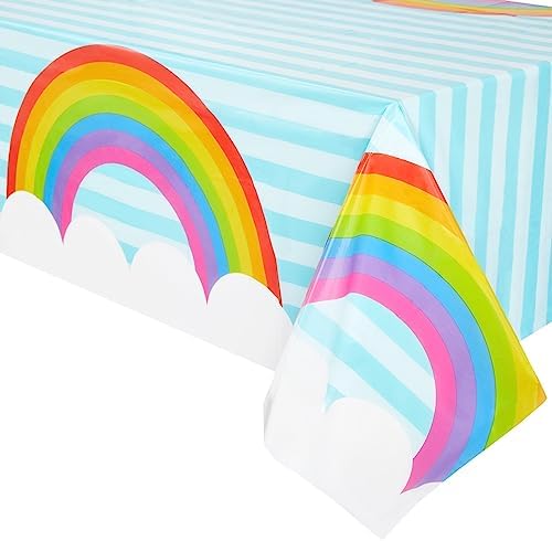 Juvale Rainbow Tablecloth 3-Pack for Birthday Decorations