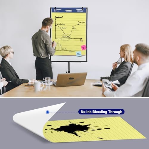 Comix Sticky Easel Pad 25x30 Inches Yellow Lined Chart Paper 30 Sheets 2 Pads Pack