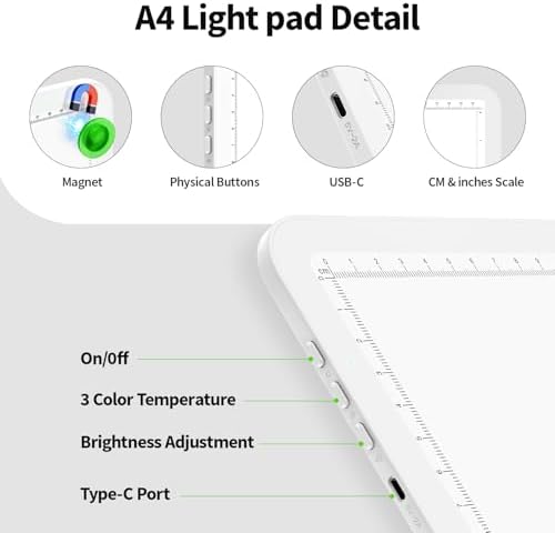 Zocelight A4 Light Pad with Bag 9000Lux Rechargeable