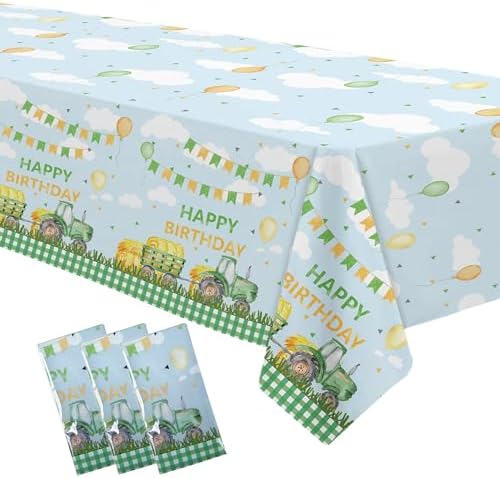 Tractor Birthday Tablecloth Set - 3 Pack 54in x 108in