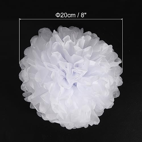 PATIKIL 8 Inch White Tissue Pom Poms Flowers 5 Pack