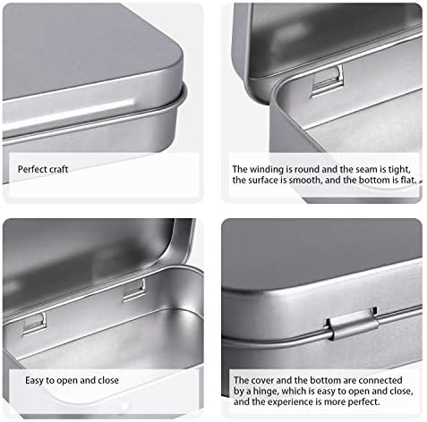 Tamicy Metal Rectangular Hinged Tins - 40 Pack Silver Storage Boxes