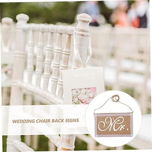 Gadpiparty 2pcs Mr Mrs Burlap Chair Signs for Wedding Decor