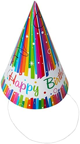 Multicolor Rainbow Ribbons Party Hats Pack Of 8