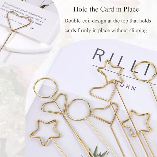 30 Pcs Golden Floral Card Holder Picks for Weddings