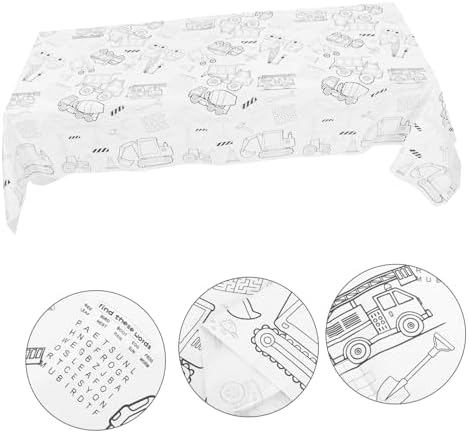 Uonlytech Birthday Graffiti Tablecloth for Boys and Girls Construction Vehicle Themed Party Decoration