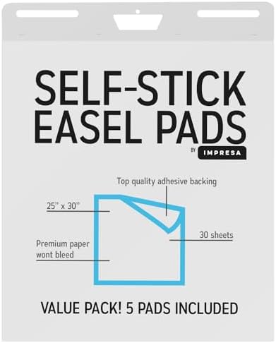 IMPRESA Large Sticky Easel Pads 5-Pack 25x30in White