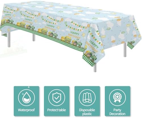 Tractor Birthday Tablecloth Set - 3 Pack 54in x 108in