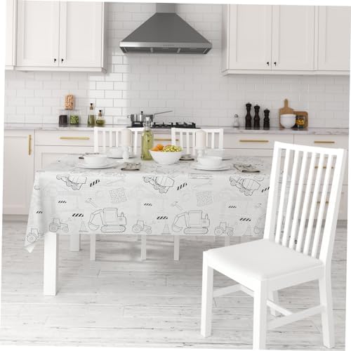 Uonlytech Birthday Graffiti Tablecloth for Boys and Girls Construction Vehicle Themed Party Decoration