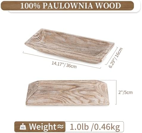 Hanobe Decorative Wood Dough Bowl Rustic Unfinished Natural Table Centerpiece Candle Holder