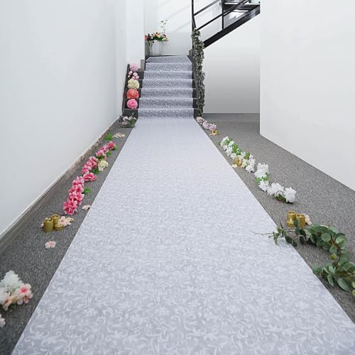 Efavormart 36 Inch x 100 Ft White Floral Aisle Runner