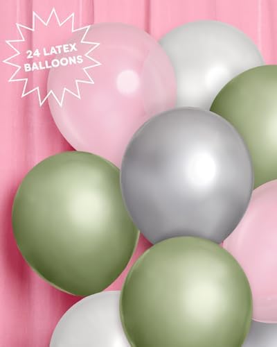 Xo Fetti Metallic Sage Green Balloons 24pk 12 Inch