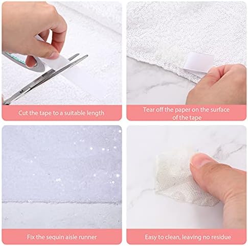 Irenare Glitter Sequin Aisle Runner Rug 2x15 Feet White