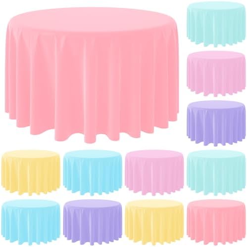 12Pack Pastel Rainbow Plastic Tablecloths for Parties