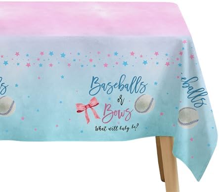 Baseball or Bows Gender Reveal Tablecloth 3 Pack 55in x 86in