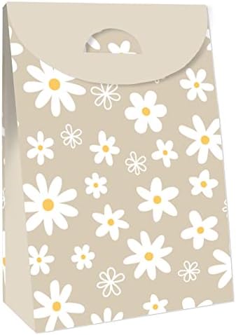 Big Dot of Happiness Tan Daisy Flowers Goodie Bags Set of 12