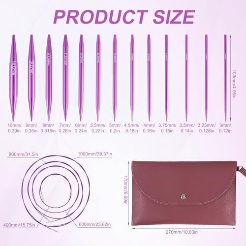 40pcs Interchangeable Circular Knitting Needles Set with Cables and Accessories