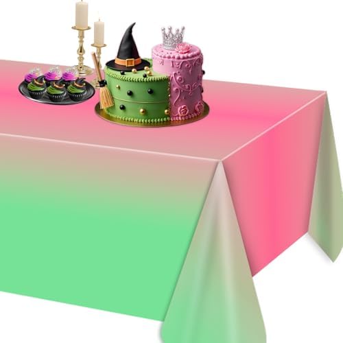 AFZMON Witch Themed Tablecloth 54x108 Inch Pink Green