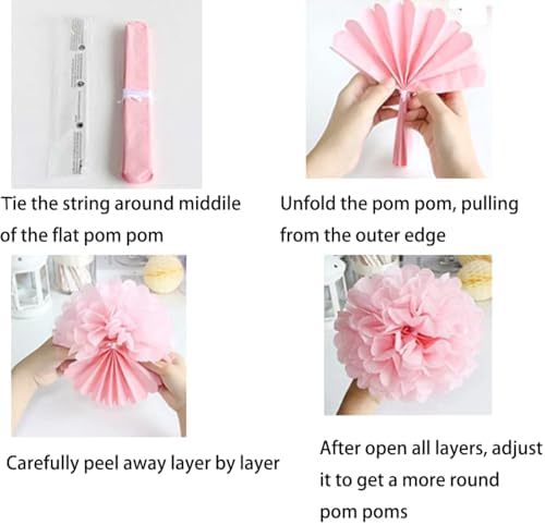 10PCS White Tissue Paper Pom Poms DIY Hanging Decor