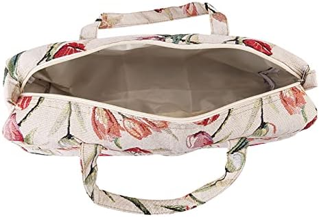 Rose Jacquard Knitting Tote Bag with Large Capacity