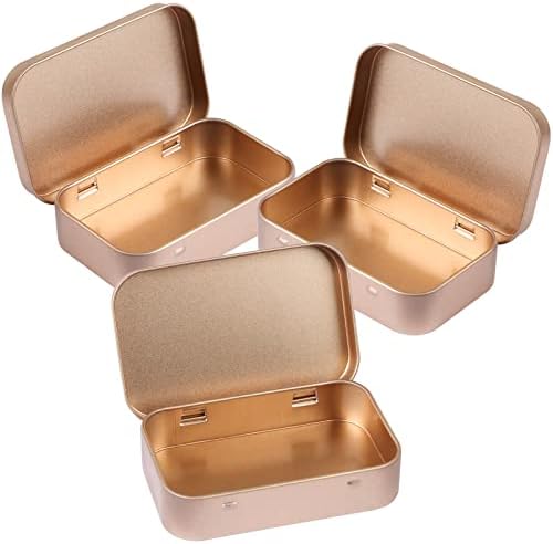 MIDELONG 3 Pack Rose Gold Metal Tins Box with Lid Organizer