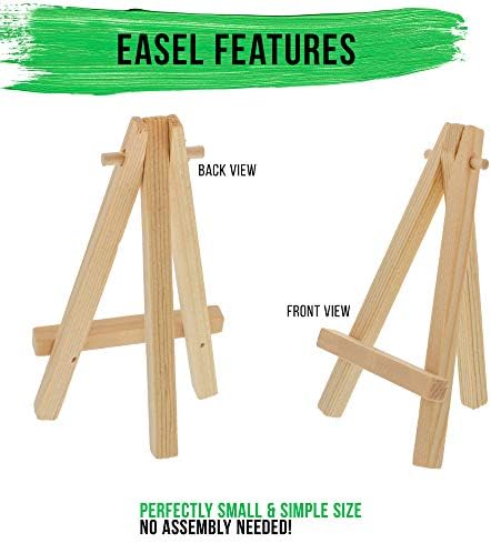 US Art Supply 3x3 Stretched Canvas with 5 Inch Mini Easel Kit 12 Pack