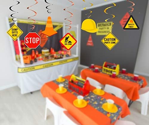 30 Ct Construction Hanging Swirl Decorations