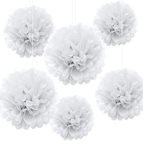 Binpeng Paper Pom Poms Wedding Decorations 6PCS White
