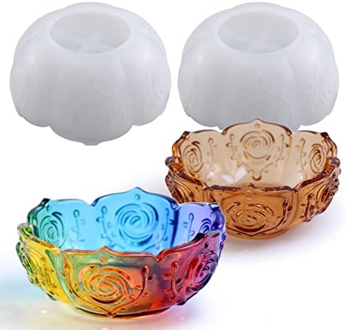 2PCS Flower Tray Resin Mold for DIY Jewelry and Candle Holder